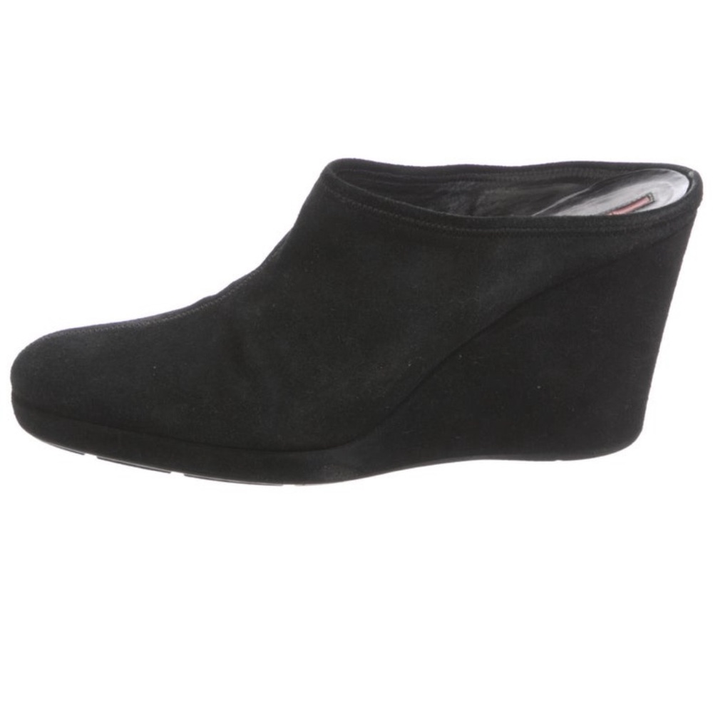 Prada Sport Suede Wedge Mules
